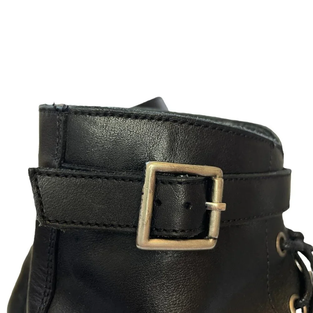 Rachel Comey Dame Kidskin Leather Lace Up Combat Boots Black Size 8.5 - Picture 3 of 12